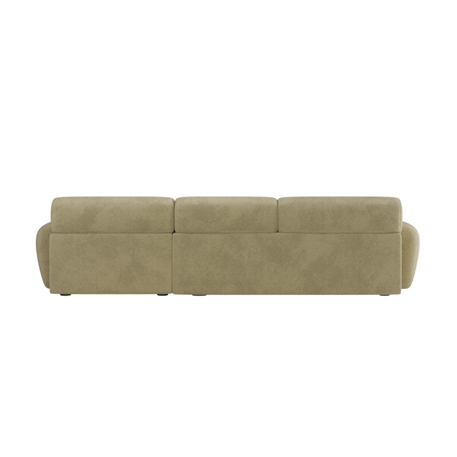 ONLY OPENED - Large Beige Sandstone Chenille Right Hand 4 Seater Chaise Corner Sofa - Mahalia