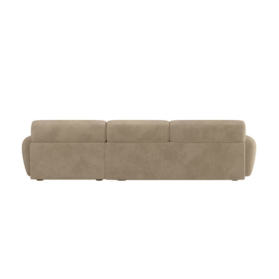 Large Light Olive Chenille Right Hand 4 Seater Chaise Corner Sofa - Mahalia