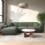 Large Green Chenille Right Hand 4 Seater Chaise Corner Sofa - Mahalia