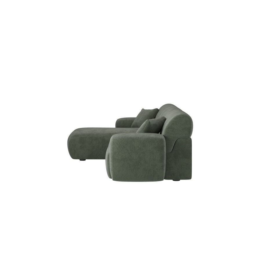 Large Green Chenille Right Hand 4 Seater Chaise Corner Sofa - Mahalia