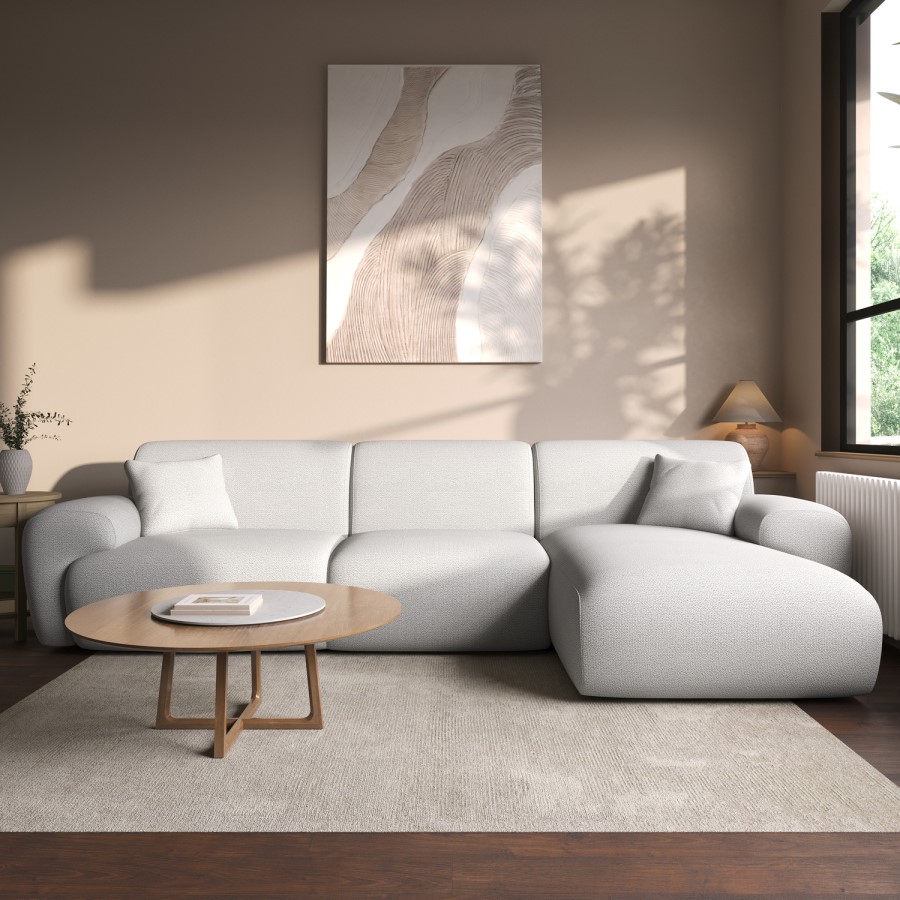 Large Cream Boucle Right Hand 4 Seater Corner Sofa – Mahalia