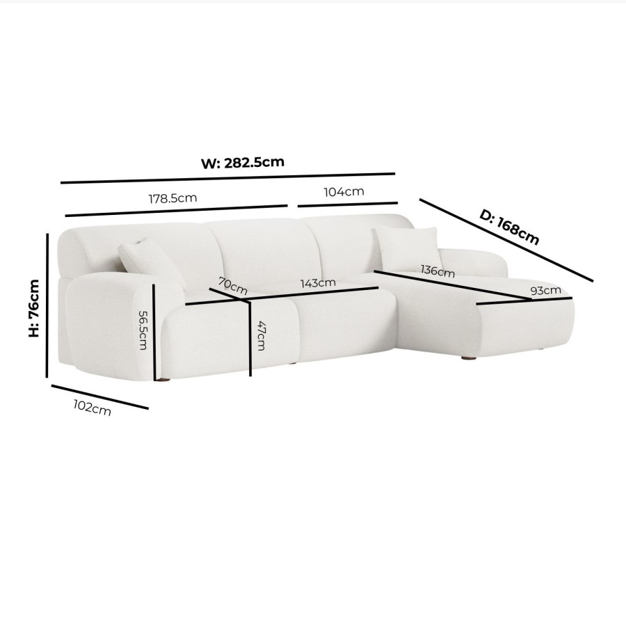Large Cream Boucle Right Hand 4 Seater Corner Sofa – Mahalia