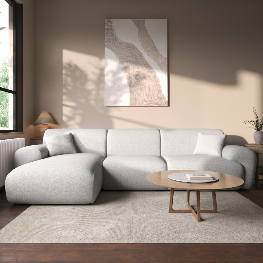 Large Cream Boucle Left Hand 4 Seater Corner Sofa – Mahalia