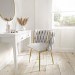 Warm Grey Linen Dressing Table Chair with Gold Legs - Malika