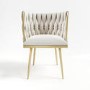 GRADE A2 - Cream Woven Linen Dressing Table Chair with Gold Legs - Malika 