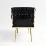 Black Linen Dressing Table Chair with Gold Legs - Malika