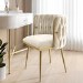 Cream Velvet Dressing Table Chair with Gold Legs - Malika