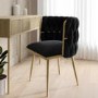 Black Velvet Dressing Table Chair with Gold Legs - Malika