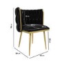 Black Velvet Dressing Table Chair with Gold Legs - Malika