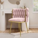 MLK006 Pink Velvet Dressing Table Chair with Gold Legs - Malika