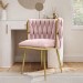 Pink Velvet Dressing Table Chair with Gold Legs - Malika