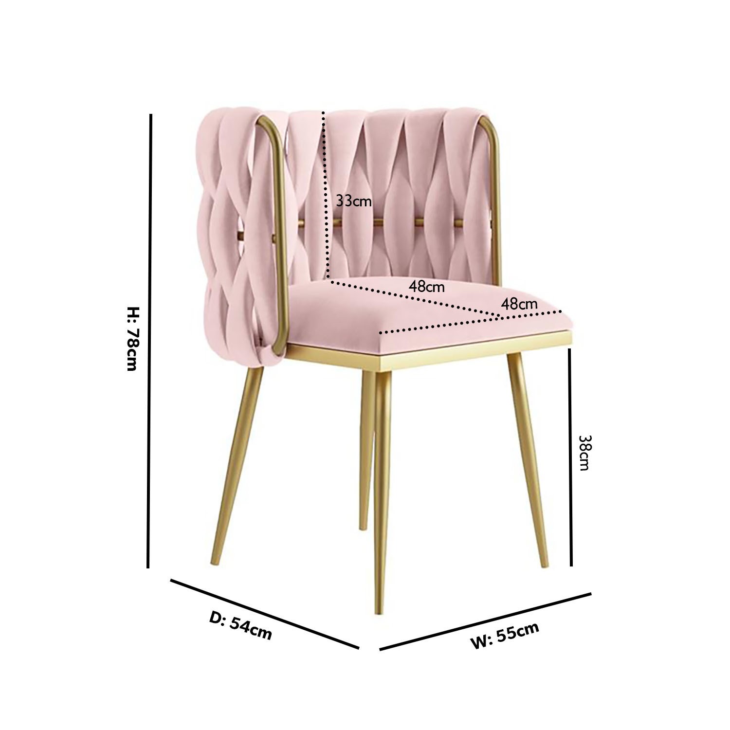 Pink Velvet Dressing Table Chair with Gold Legs - Malika - Furniture123 Pink Velvet Dressing Table Chair with Gold Legs - Malika - Furniture123
