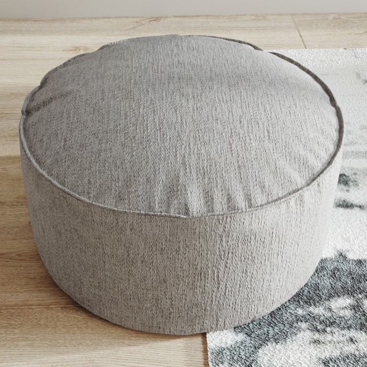 Small Grey Fabric Pouffe - Millie