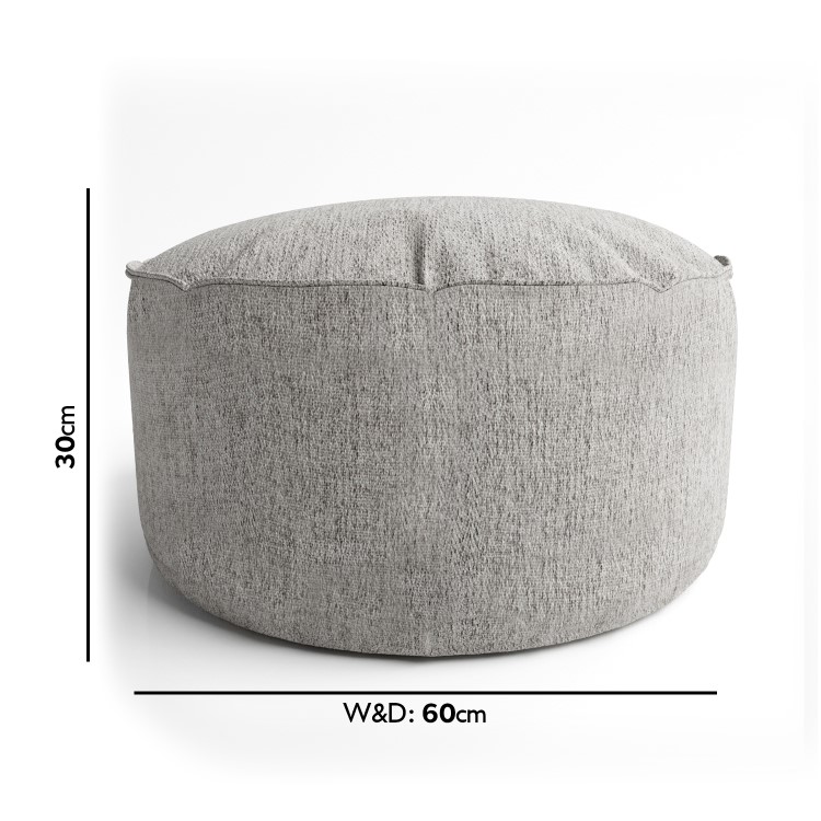 Small Grey Fabric Pouffe - Millie