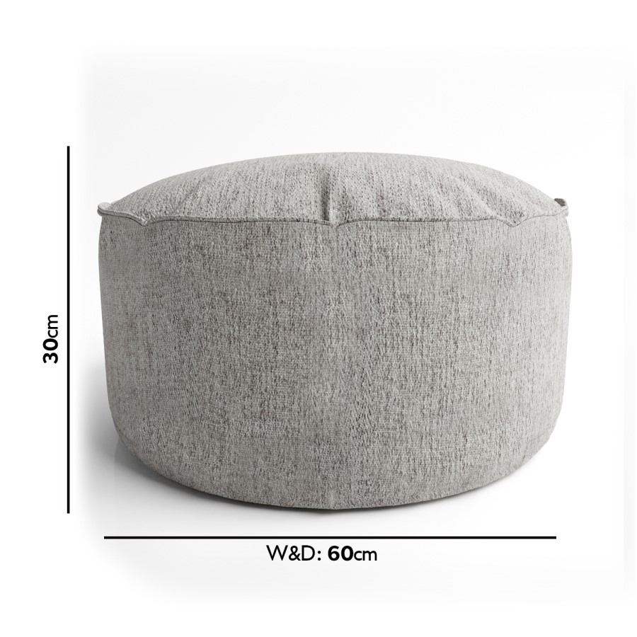 GRADE A1 - Grey Fabric Pouffe - Millie