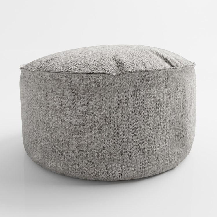 Small Grey Fabric Pouffe - Millie