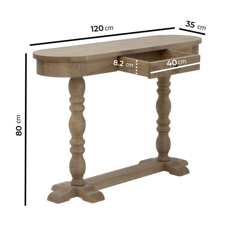 Solid Wood Farmhouse Console Table with Drawer - Madeline