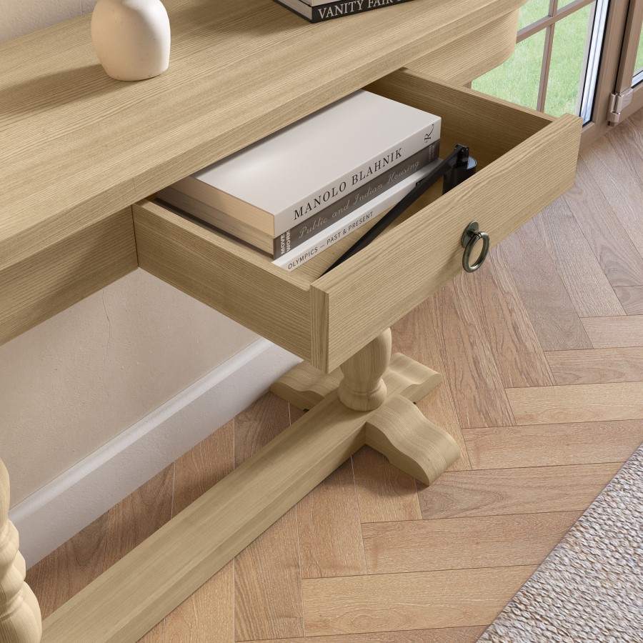 Solid Wood Farmhouse Console Table with Drawer - Madeline