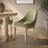 Sage Green Velvet Dining Chair with Solid Wood Legs - Madeline