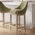 MLN004S Sage Green Velvet Kitchen Stool with Solid Wood Legs - Madeline