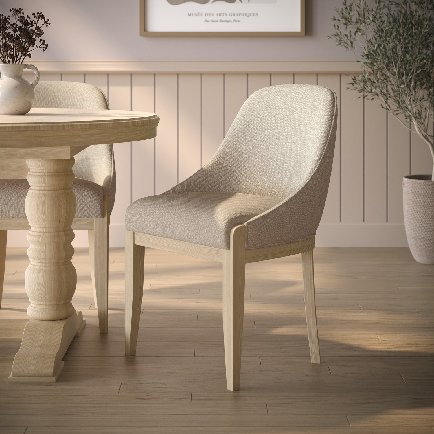 Upholstered Dining Chair Solid Wood Legs