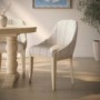 Cream Upholstered Blue Striped Dining Chair with Solid Wood Legs - Madeline
