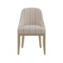 Farmhouse Round Extending Pedestal Dining Table Set with 4 Cream Upholstered Blue Striped Dining Chairs - Madeline