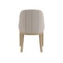 Farmhouse Round Extending Pedestal Dining Table Set with 4 Cream Upholstered Blue Striped Dining Chairs - Madeline