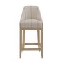 Set of 4 Cream Upholstered Blue Striped Kitchen Stools with Solid Wood Legs - Madeline