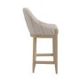 Set of 4 Cream Upholstered Blue Striped Kitchen Stools with Solid Wood Legs - Madeline