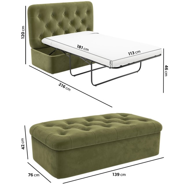 IMPERFECT - Large Olive Green Velvet Bed Footstool - Myles