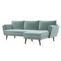 Green Velvet Right Hand L Shaped Sofa - Seats 3 - Milton