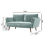 Mint Green Velvet 2 Seater Sofa - Milton