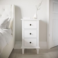 GRADE A2 - Tall White Wooden 3 Drawer Bedside Table - Marlowe
