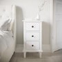 Tall White Wooden 3 Drawer Bedside Table - Marlowe