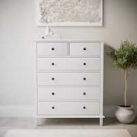 Tall White Wooden Chest of 6 Drawers - Marlowe Tall White Wooden Chest of 6 Drawers - Marlowe