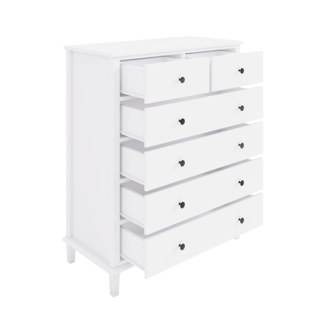 ONLY OPENED - Tall White Wooden Chest of 6 Drawers - Marlowe