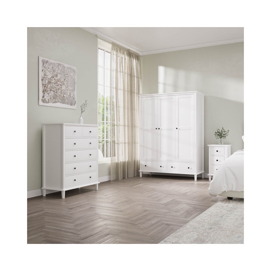 Tall White Wooden Chest of 6 Drawers - Marlowe