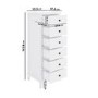 Tall Narrow White Wooden Chest of 6 Drawers - Marlowe