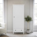 A1/MLW005 ONLY OPENED - White Painted 1 Door Wardrobe with Drawer - Marlowe