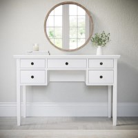 White Wooden Dressing Table with Storage Drawers - Marlowe