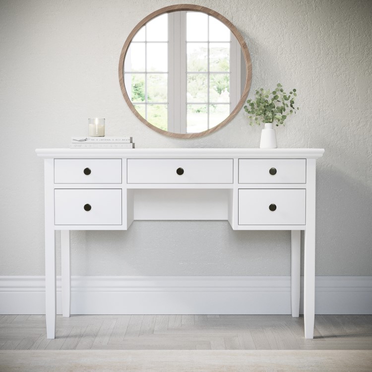 GRADE A1 - White Wooden Dressing Table with Storage Drawers - Marlowe