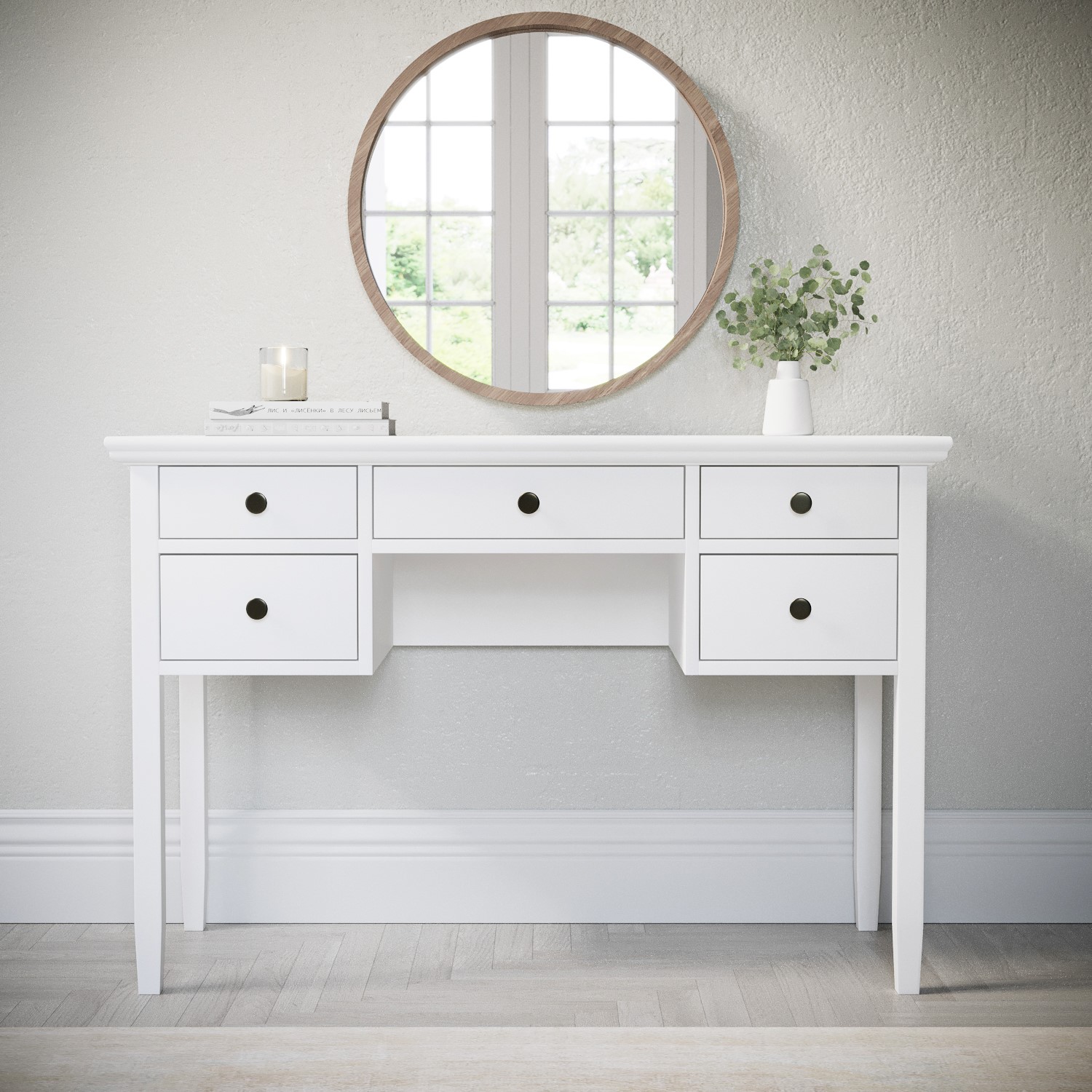 Photo of White wooden dressing table with storage drawers - marlowe