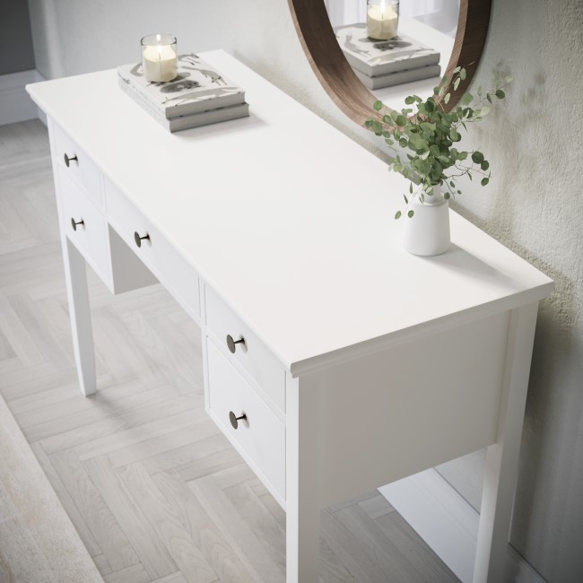 White Wooden Dressing Table with Storage Drawers - Marlowe