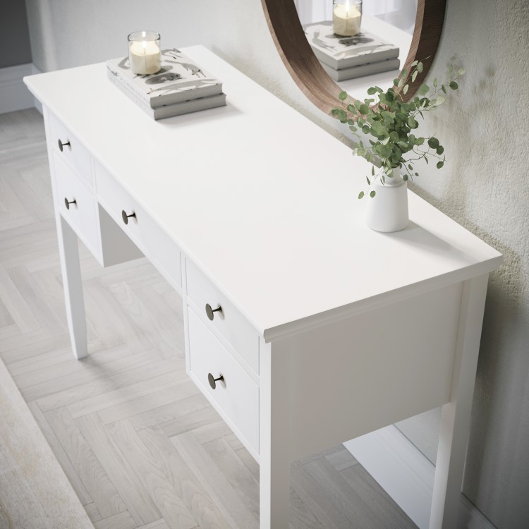 GRADE A1 - White Wooden Dressing Table with Storage Drawers - Marlowe