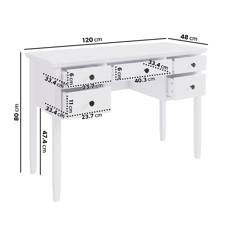 GRADE A1 - White Wooden Dressing Table with Storage Drawers - Marlowe