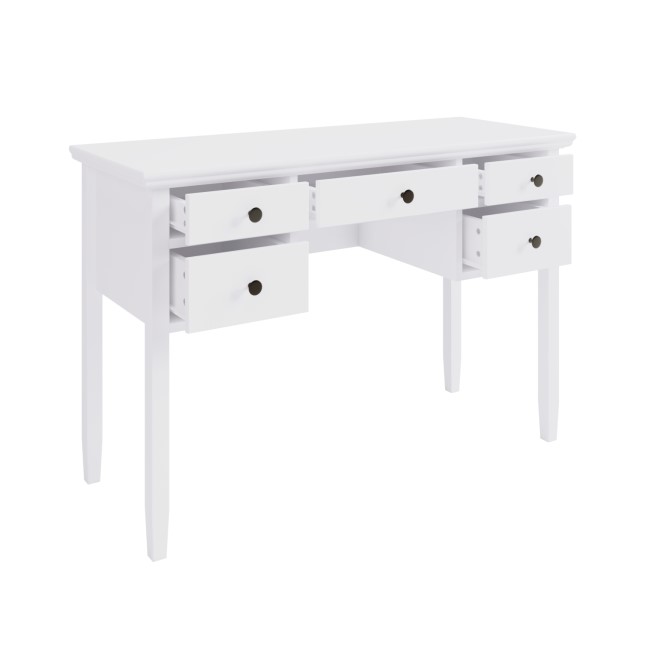 White Wooden Dressing Table with Storage Drawers - Marlowe