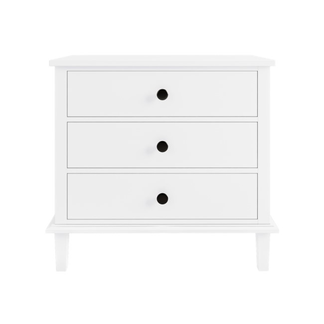 Wide White Wooden 3 Drawer Bedside Table Marlowe