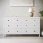 Wide Wooden White Chest of 6 Drawers- Marlowe