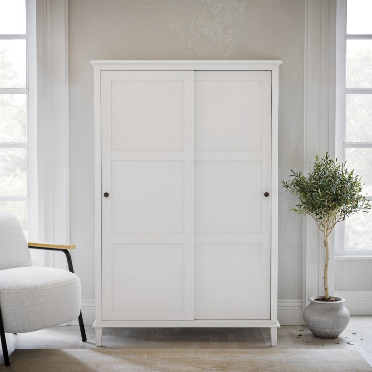 Sliding Double Wardrobe in White - Marlowe